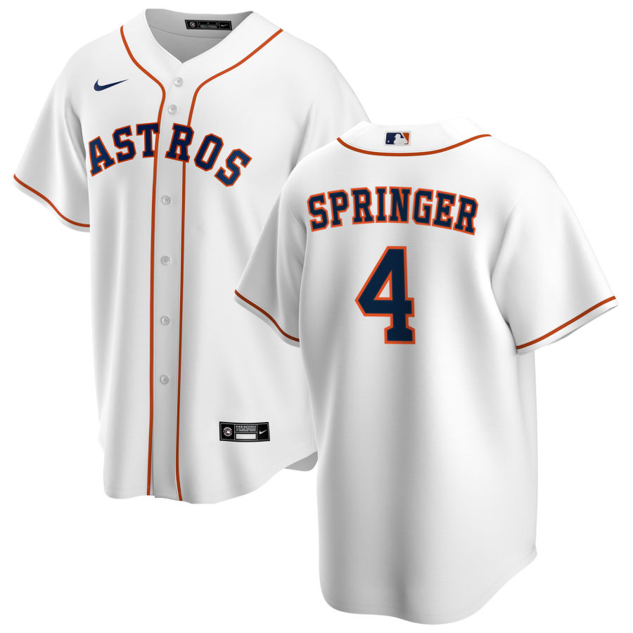 Nike Men #4 George Springer Houston Astros Baseball Jerseys Sale-White - Click Image to Close